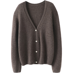 一方惊艳！刚需单品~大V领羊绒开衫女纯羊绒毛衣针织开衫外套秋冬