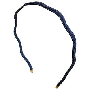 细波浪牛仔蓝色发箍女头箍压发卡发捆头饰发旅高级感气质发窟头窟