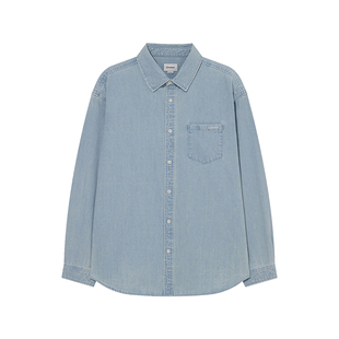 COVERNAT韩国衬衫女秋冬宽松百搭长袖休闲外套上衣牛仔蓝色衬衣