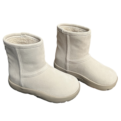 夏侃XIAKAN 内增高7cm白色雪地靴女2025冬季短靴厚底保暖加绒棉鞋