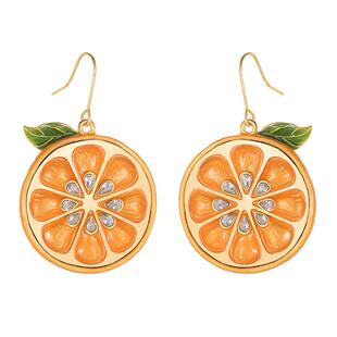 Juicy Grape西柚柠檬片耳饰原创设计珐琅小众个性大耳环耳夹夏季