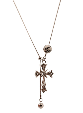 甜酷十字架辣妹项链小众设计感高级卫衣链抽拉可调个性毛衣锁骨链