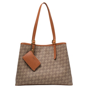 梦特娇女包秋季新款手提时尚单肩老花托特女士通勤腋下包大容量