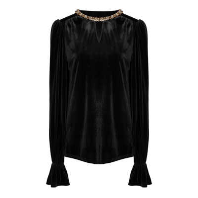 DPLAY圆领钻链丝绒衬衫