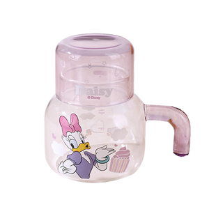 迪士尼泡茶杯子耐热高硼硅玻璃杯带盖女生办公室一人饮茶喝水杯子