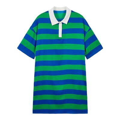 URLAZH有兰撞色条纹桑蚕丝连衣裙