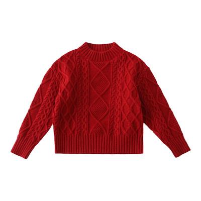 2025新年衣服亲子装秋冬季麻花红毛衣母子母女装一家三四口家庭装