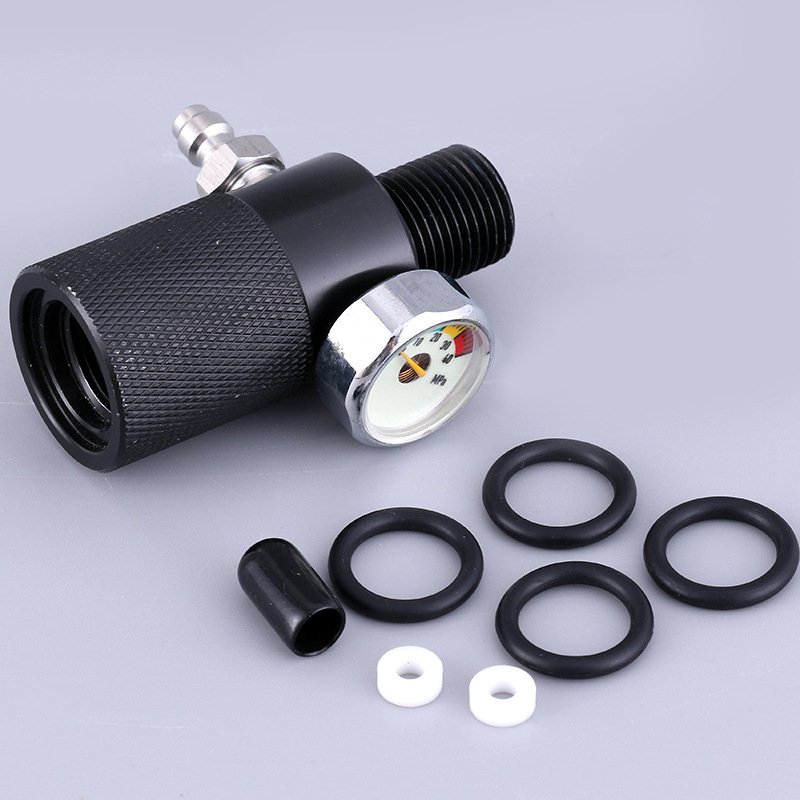40mpa充气转接器 带公头 带压力表 夜光显示 快接充气8mm快接公头