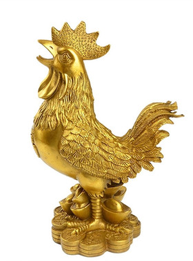 纯铜公鸡摆件十二生肖家居客厅