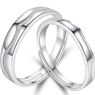 海誓山盟情侣戒指纯银男女对戒原创ins潮时尚个性送女友纪念礼物