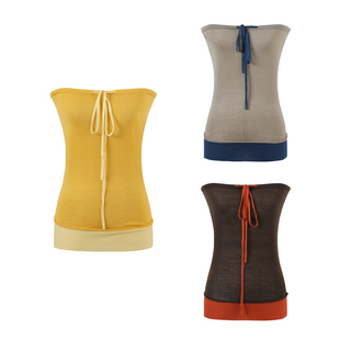 7Shiftin原创设计秋季新款三色辣妹抹胸背心外穿无肩带内搭上衣女