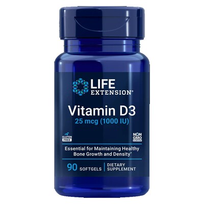 美国Life Extension活性维生素D3促钙吸收1000IU90粒Vitamin D3