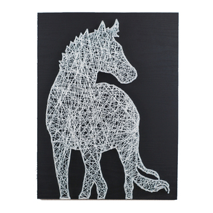 白马立体纱线画北欧简约装饰画钉子马头绕线画DIY手工材料包邮