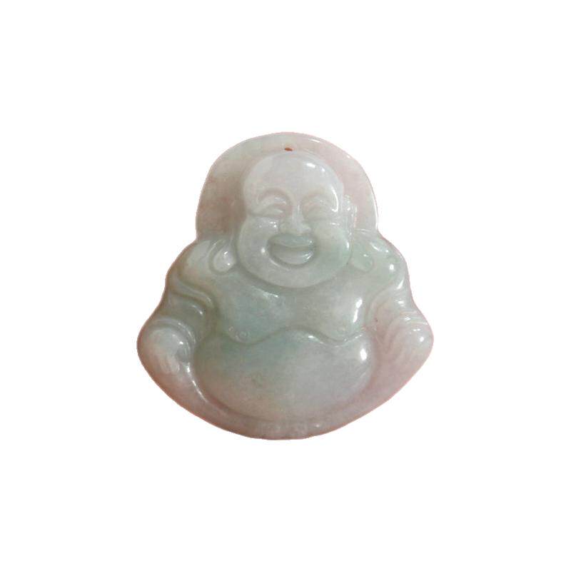 纯天然a货翡翠弥勒笑佛吊坠项链