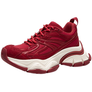 MIO米奥红色老爹鞋女2026春季新款时尚休闲厚底增高轮胎鞋运动鞋