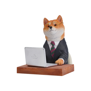 JXK加班狗打工柴犬周边仿真动物模型办公桌面摆件手办礼物潮玩偶