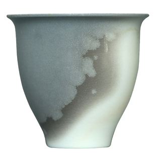 雅辑 青尘 柴烧主人杯 花口杯折腰杯 功夫茶杯 马尾松自然落灰