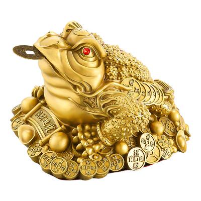 铜金蟾招财摆件纯黄铜三足蟾蜍店铺开业收银台礼品桌面摆件装饰品