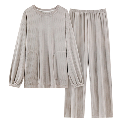 男士秋冬款暖绒可外穿家居服套装