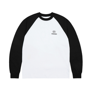 ChillHigh 复古拼接插肩款植绒工艺 圆领重磅纯棉男女同款长袖T恤