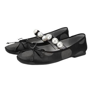 MIO米奥春季方头低跟鞋船鞋单鞋珍珠一字袢带复古珍丽珍女鞋