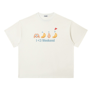 2727WORLD 法老 emoji表情印花短袖T恤圆领 美式复古潮街头嘻哈