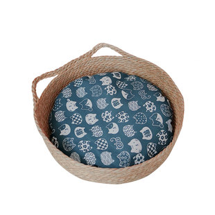 猫窝四季通用夏季凉席藤编蒲草窝可拆卸猫猫编织窝网红冬季保暖窝