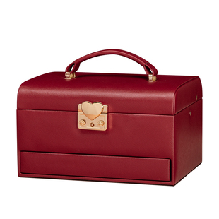 首饰盒高档精致防氧化黄金珠宝戒指项链手饰带锁收纳盒生日礼物