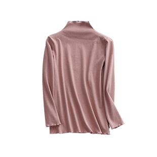 德绒双面绒打底衫女秋冬半高领长袖内搭T恤加绒加厚宽松保暖上衣