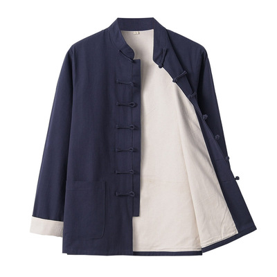 纯棉中青年唐装男复古宽松居士服
