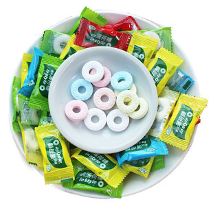 薄荷糖圈圈糖5斤老式火锅店多口味2500g散装提神糖果整箱商用