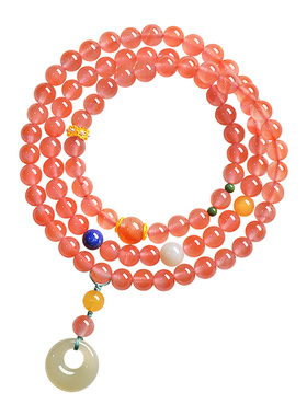 天然南红和田玉三圈转运手串