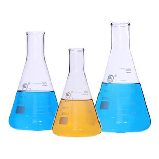 POMEX玻璃锥形瓶蜀牛三角烧瓶直口广口喇叭口三角瓶100/250/500ml大小口细口实验室带橡胶塞硅胶塞三角烧杯