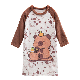 冬天儿童睡裙女童睡衣薄绒公主裙甜妹裙子玉桂狗三四五六岁小女孩