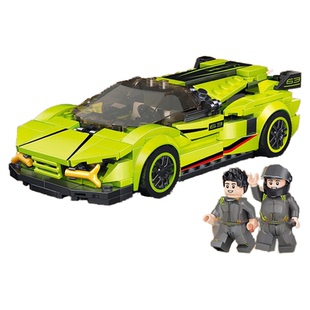 国产八格8格积木车人仔拼装跑车越野车赛车变形男孩儿童益智玩具