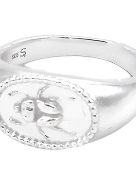 QuriouStone圣甲虫印章戒指纯银