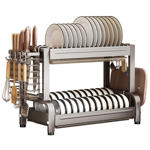 厨房置物架多层台面碗碟沥水架家用碗柜多功能放碗盘筷子餐具收纳