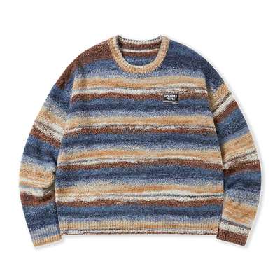 薛之谦dsp彩色条纹圆领毛衣