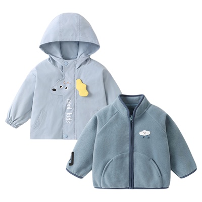 咔咔熊猫宝宝外套秋季男童女童三合一上衣防水加绒内搭套装冬装潮
