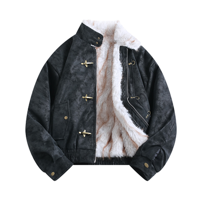 BOYUE帛跃扎染立领飞机扣棉服男