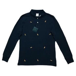 L码Brooks Brothers布克兄弟男士春季小狗刺绣印花长袖翻领polo衫