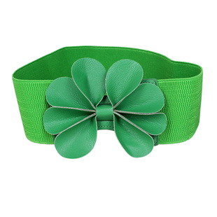 果绿色装饰配连衣裙子时尚百搭韩版皮带女宽腰带松紧弹力简约腰封