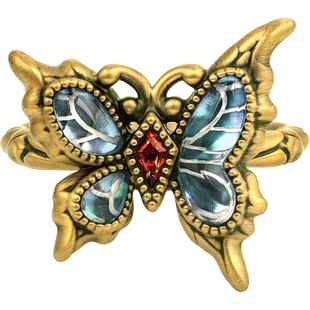 MONOLOGUE独白北纬三十度古巴比伦流光蝴蝶复古黄金戒指MR1554礼