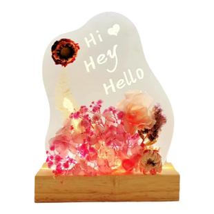 ins实木通槽长方形小酒瓶灯光留言板亚克力小夜灯led发光diy底座