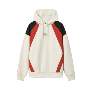 FILA 斐乐官方男子连帽卫衣2026春新款时尚休闲宽松拼色针织上衣