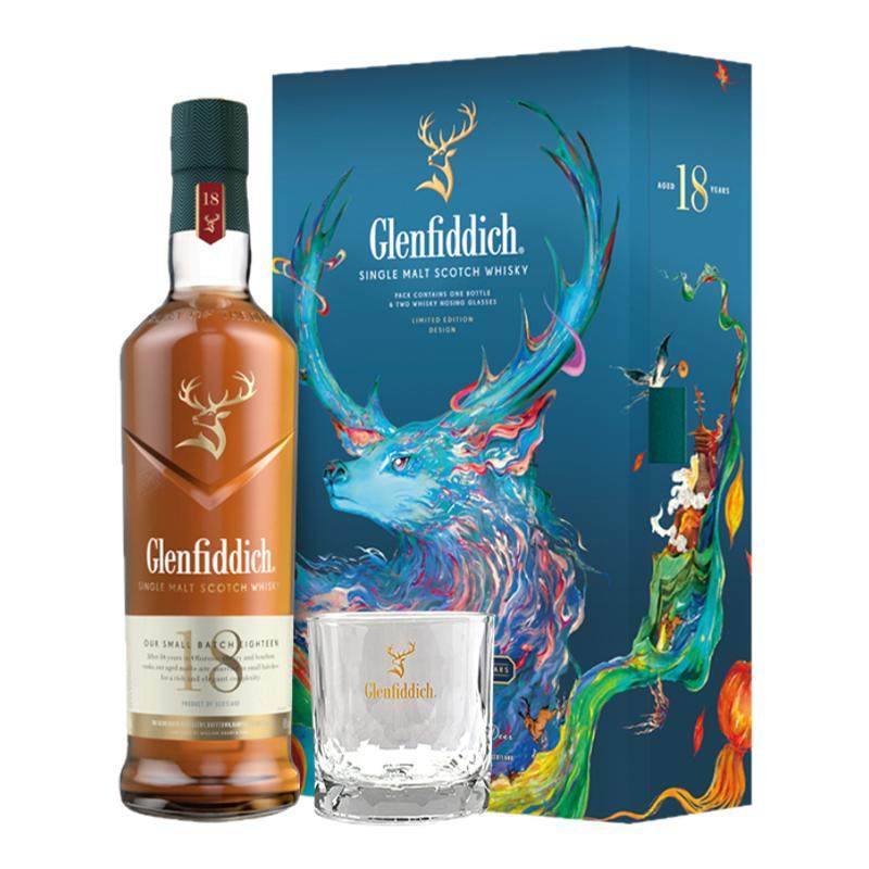 【礼盒版】格兰菲迪18年单一麦芽苏格兰威士忌进口洋酒新年礼盒