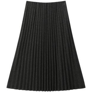 【商场同款】太平鸟灰色百褶长裙女半身裙2025年新款A1GFF4432