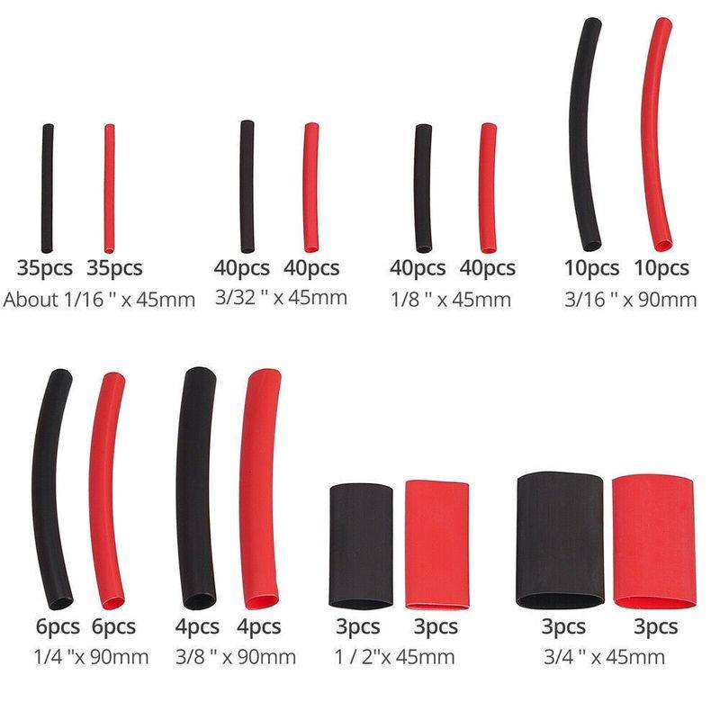 跨境专供300PCS黑色组合带套装热缩管红热缩管黑130PCS胶