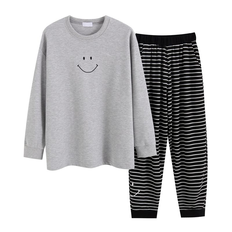 ins笑脸睡衣女款春季纯棉家居服