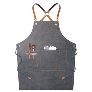 高级帆布围裙定制logo咖啡奶茶店烘焙餐饮专用园艺美甲背带工作服